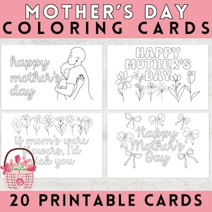 Mother&#39;s Day Coloring Cards | Printable Mothers Day Cards, Mothers Day Cards to Color, Mothers Day Activity, Coloring Page, Card for Mom