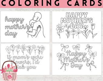 Mother's Day Coloring Cards | Printable Mothers Day Cards, Mothers Day Cards to Color, Mothers Day Activity, Coloring Page, Card for Mom