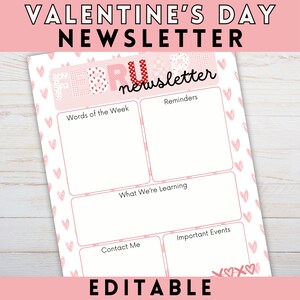 Boletín del aula de febrero / Boletín del Día de San Valentín, Boletín editable para profesores, Plantilla de boletín para profesores, Plantilla Canva