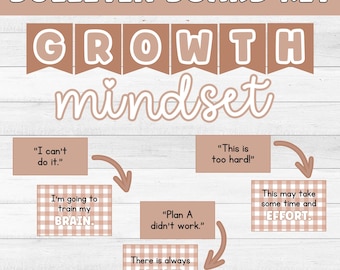 Bulletinboardkit voor groeimindset | Afdrukbaar neutraal klasdecor, motiverende posters voor docenten, positieve affirmaties voor studenten