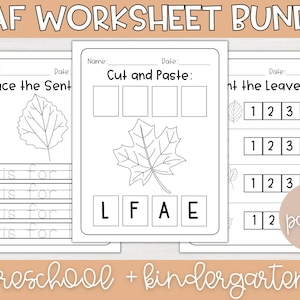 Leaf Worksheets | Homeschool, Worksheet Bundle, Preschool Worksheets, Leaves, Leaf Unit, Kindergarten Worksheets, Homeschool Printable, Leaf
