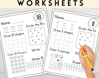 Teen Number Worksheets 10-20, Printable Teen Numbers Worksheets, Homeschool Worksheets Teen Numbers Worksheet for Teachers, Kindergarten