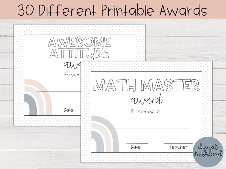 End of the Year Awards Classroom Awards Boho Rainbow - Etsy