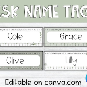 Modern Greenery Desk Name Tags | Editable | Classroom Decor, Back to School, Desk Name Tag, Desk Name Plate, Classroom Name Tag, Name Labels