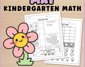 Mai Mathe Kindergarten Arbeitsblätter | Druckbares No Prep Math Paket | Frühling Mathe-Aktivitäten | Morgenarbeit | Heimatschule Kindergarten