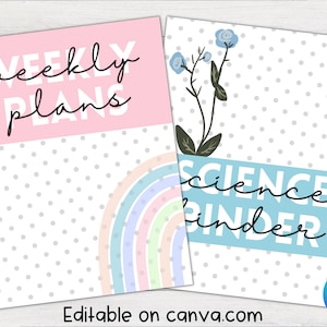 Editable Binder Covers | Pastel Rainbow, Printable Binder Cover, Binder Spines, Back to School, Planner Cover, Printable Cover, Pastel Theme
