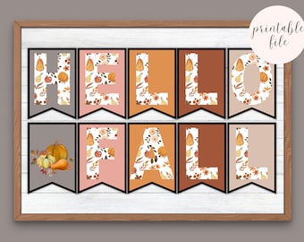 Hej höst klassrumsbanderoll | Anslagstavlabanderoll, klassrumsdekor, klassrumsbanderoll, akvarellblommor, höstdekor, höstbanderoll