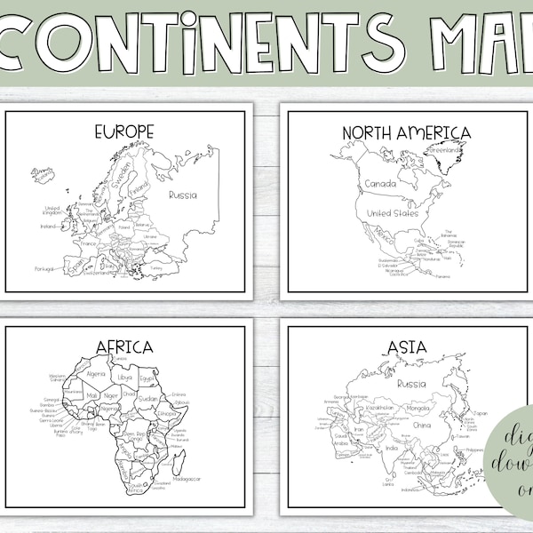 7 Continents Maps and Coloring Sheets | Worksheets, Homeschool Worksheets, 7 Continents, Printable Maps, Seven Continents, Geography, Maps