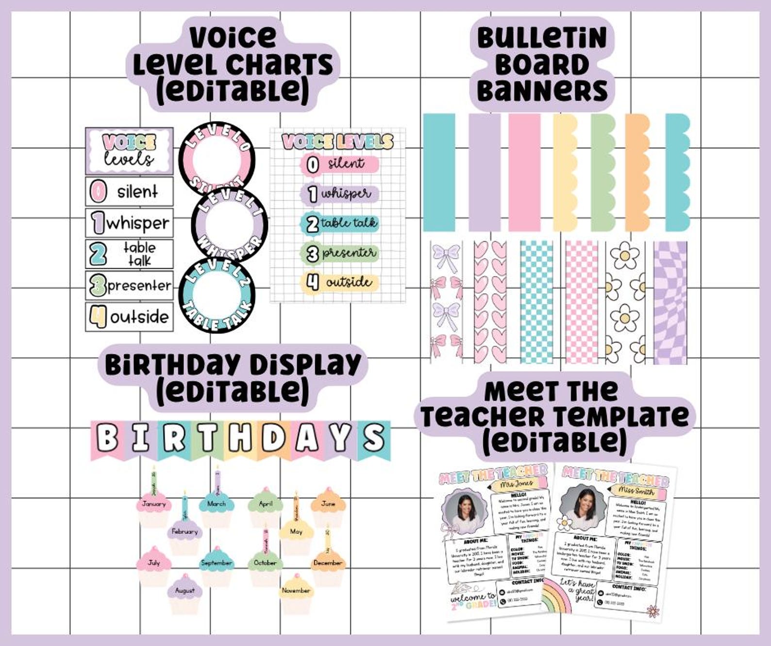 Pastel Rainbow Classroom Decor Bundle | Classroom Theme, Editable Canva ...