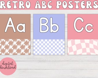 Retro Alphabet Poster | Retro Klassenzimmer Dekor, Groovy Alphabet Poster, ABC Poster, Groovy Klassenzimmer, Retro Klassenzimmer Poster, printable