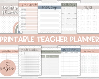 Printable Teacher Planner 2023-2024 | Boho Rainbow, Teacher Binder, Printable Planner, Lesson Planner, Academic Planner, Homeschool Planner