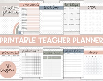 Printable Teacher Planner 2023-2024 | Boho Rainbow, Teacher Binder, Printable Planner, Lesson Planner, Academic Planner, Homeschool Planner