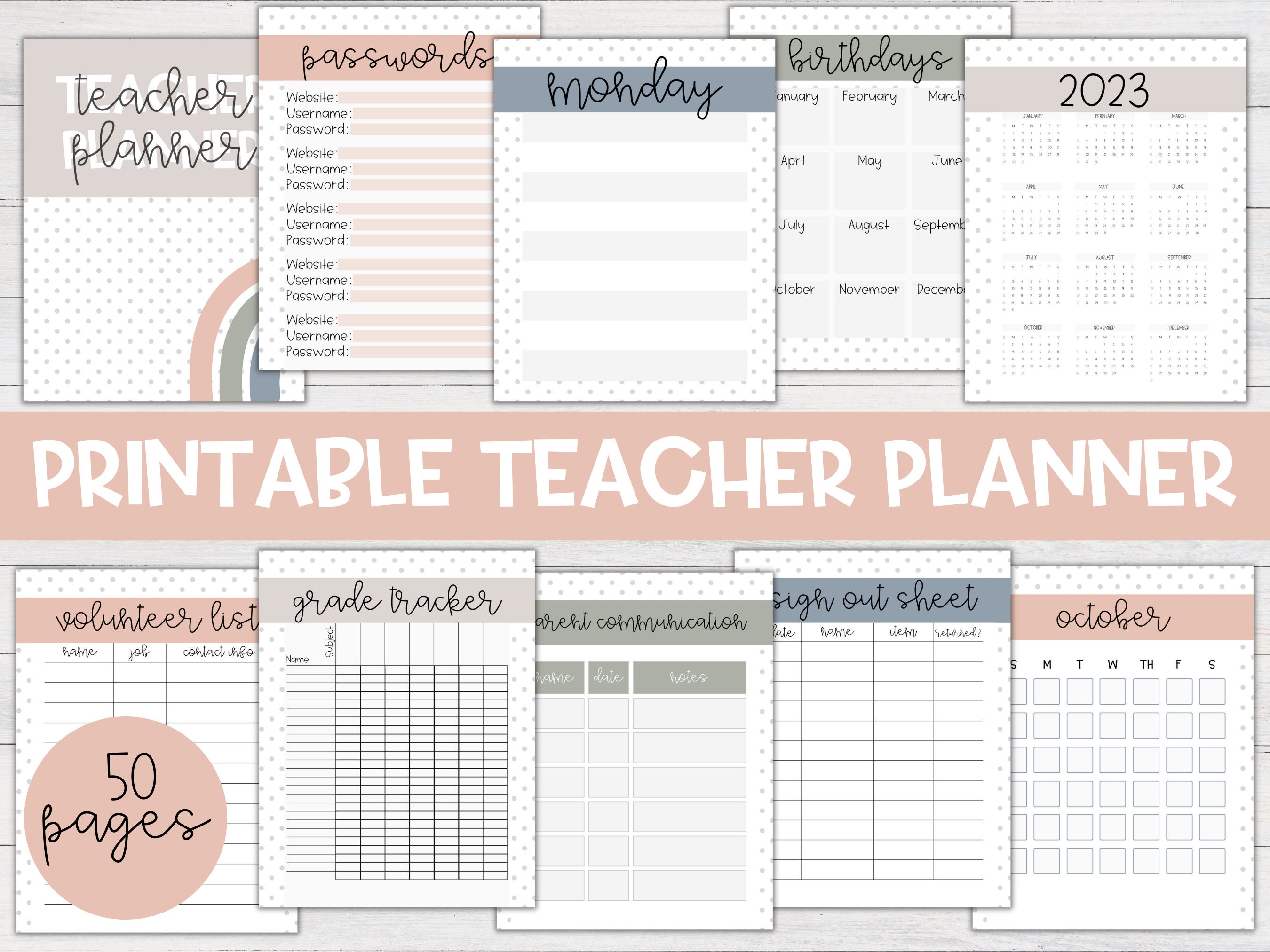 Printable Teacher Planner 2022-2023 Boho Rainbow Teacher - Etsy UK