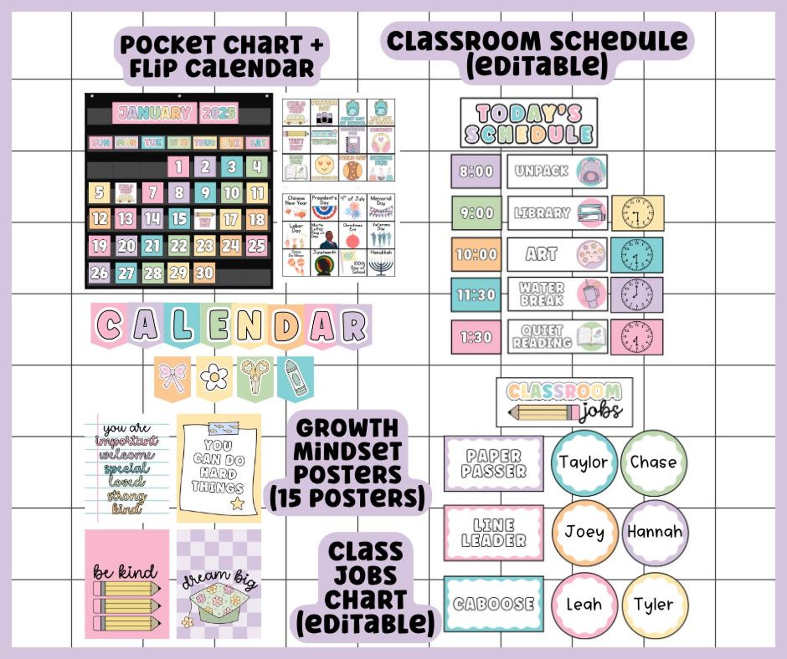 Pastel Rainbow Classroom Decor Bundle | Classroom Theme, Editable Canva ...