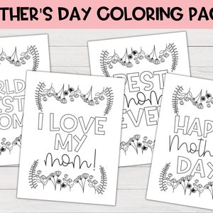 Pagine da colorare per la festa della mamma / Regalo floreale per la festa della mamma, Pagine da colorare floreali, Colorazione per la festa della mamma, Libro da colorare, Regalo per la mamma, dai bambini