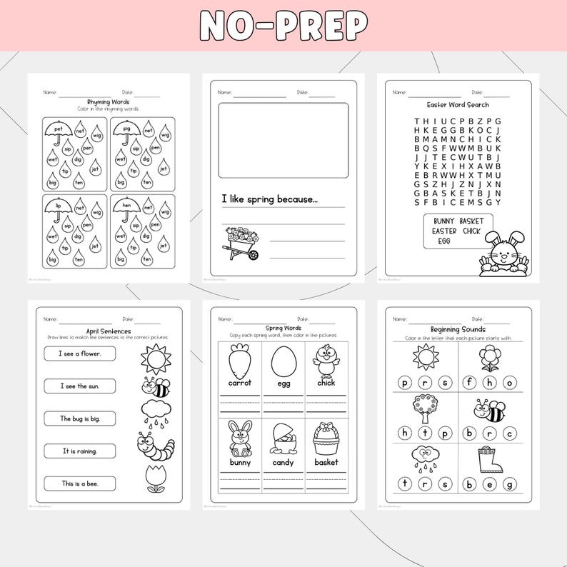 April Literacy Worksheets Kindergarten | Easter Activities, Spring ...