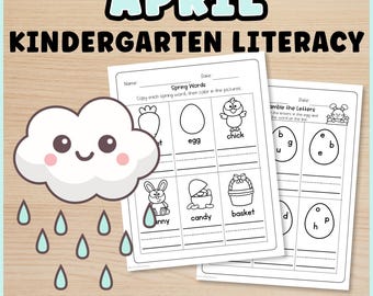 April Alphabetisierung Arbeitsblätter Kindergarten | Osteraktivitäten, Frühlingslesung Printables, Phonics Sichtworte No Prep, Morgenarbeit für die Schule zu Hause