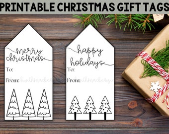 Minimalist Christmas Gifts Tags | Simple Christmas Gift Tags, Printable Christmas Gift Tags, Minimalist Christmas, Black and White Gift Tags