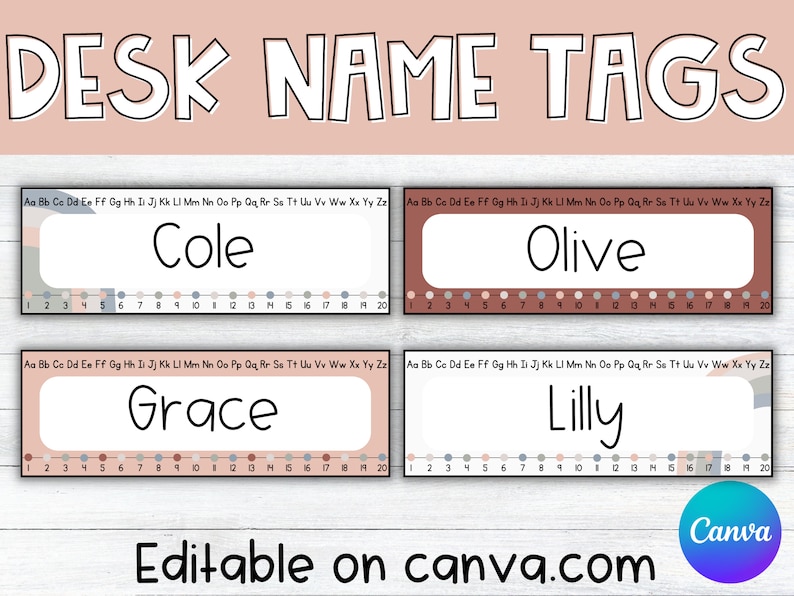 Boho Rainbow Desk Name Tags Editable Classroom Decor Back Etsy