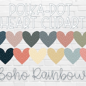 Polka-Dot Heart Clipart | Boho Muted Rainbow | Valentijnsdag