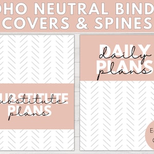 Bearbeitbare Binder Cover und Buchrücken | Boho Binder Cover, Neutral Binder Cover, druckbare Binder Cover, Boho Klassenzimmer, Back to School
