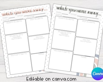 Note from the Substitute Teacher Template | Editable, Substitute Teacher Note, Teacher Printable, Boho Rainbow, Substitute Printable, Note