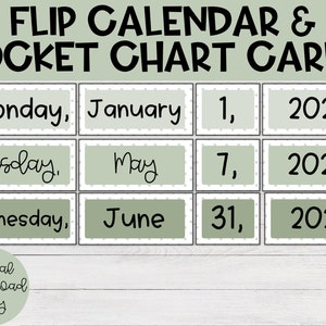 Moderner grüner Klappkalender | Eukalyptus, Eukalyptus, Klassenzimmer-Kalender, Taschen-Chart-Karten, Kalender-Etiketten, Perpetual