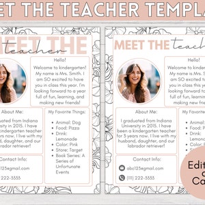 Floral Meet the Teacher Template | Back to School, Teacher Template, Open House, First Day of School, Editable Template, Teacher Newsletter