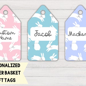 Etiquetas para presente de cesta de Páscoa para impressão | Etiquetas personalizadas para presente de cesta de Páscoa, etiquetas personalizadas para presente de Páscoa, Páscoa arco-íris pastel, presente de Páscoa, coelho