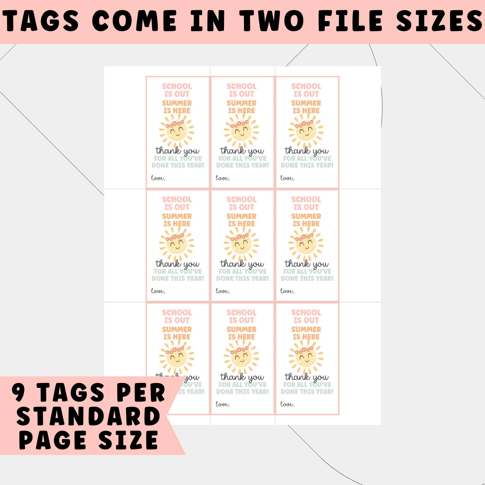 Last Day of School Gift Tags | Editable and Printable Teacher Gift Tag ...