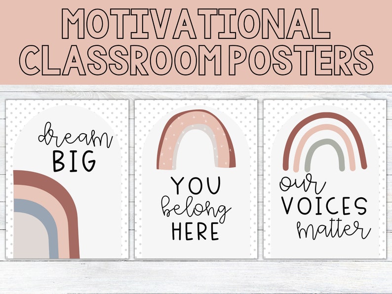Boho Rainbow Motivational Posters | Classroom Decor, Classroom Posters ...