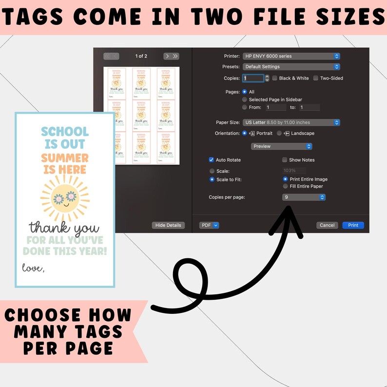 Last Day of School Gift Tags | Editable and Printable Teacher Gift Tag ...