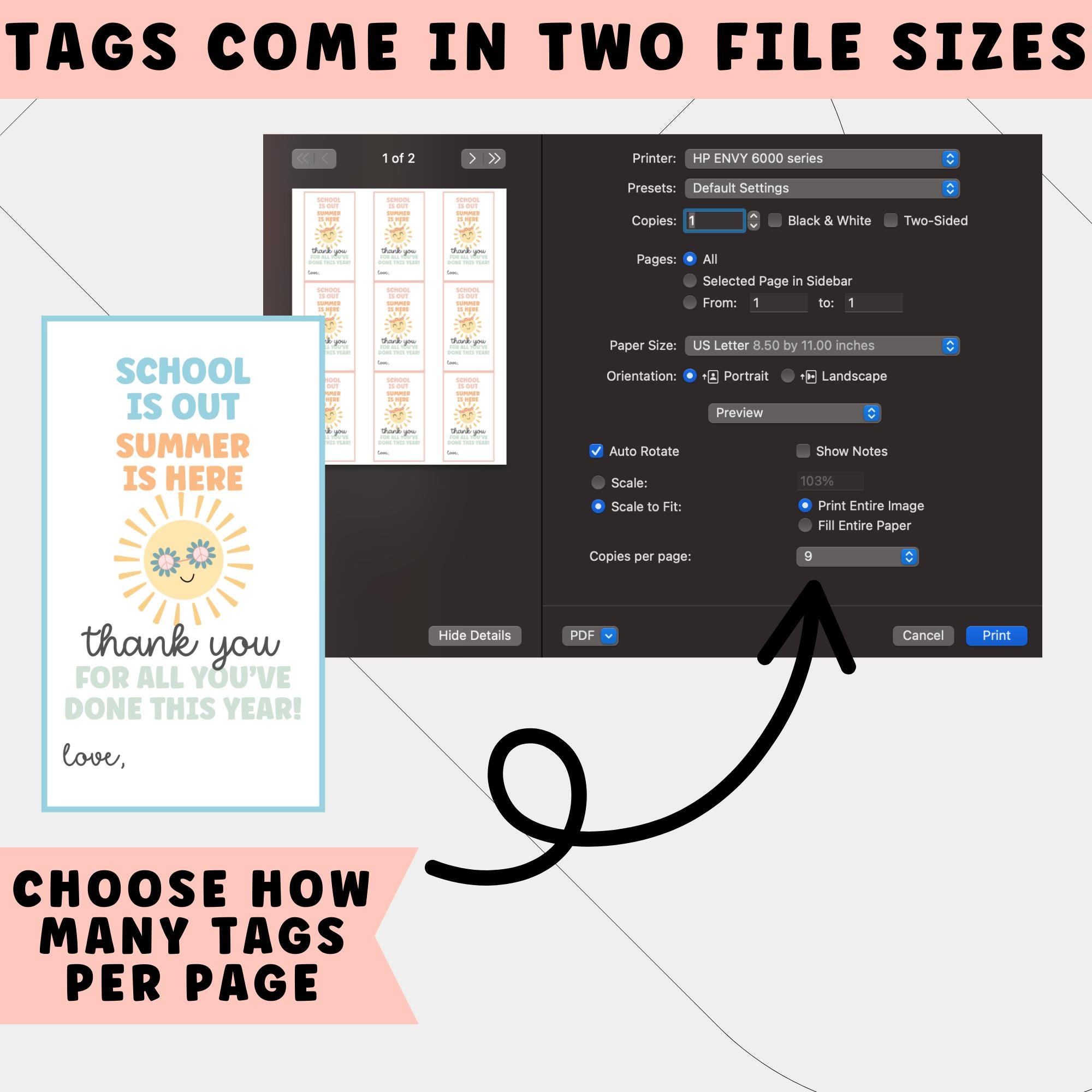 Last Day of School Gift Tags | Editable and Printable Teacher Gift Tag ...