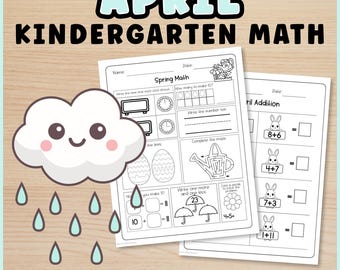 Kindergarten Mathe Arbeitsblätter April Printable, Oster Mathe-Aktivitäten, Frühling Mathe-Paket, Keine Vorbereitungs-Arbeitsblätter, Morgenarbeit für die Schule