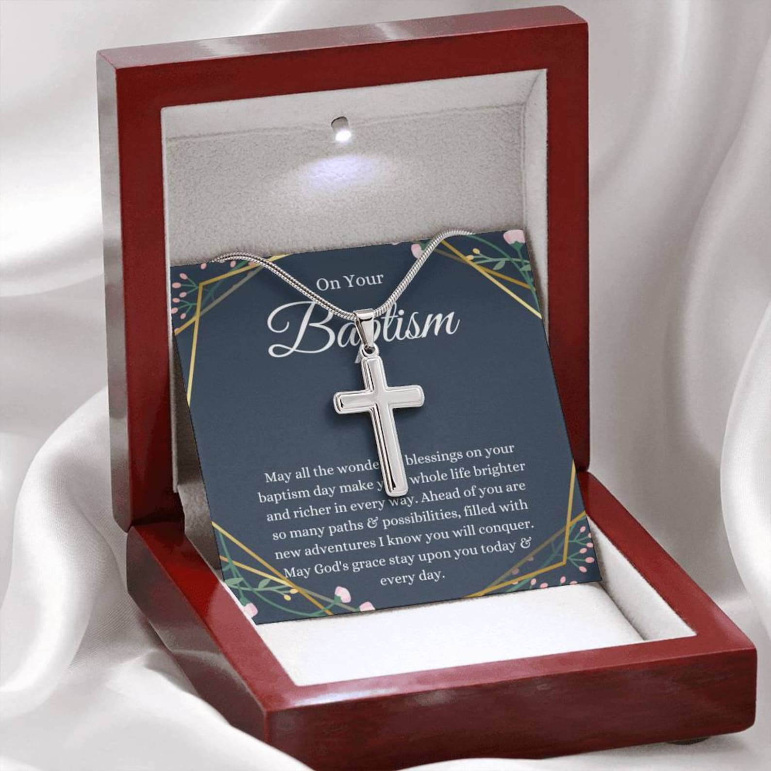 Cross Baptism Gift Baptism Necklace Adult Baptism Gift Etsy