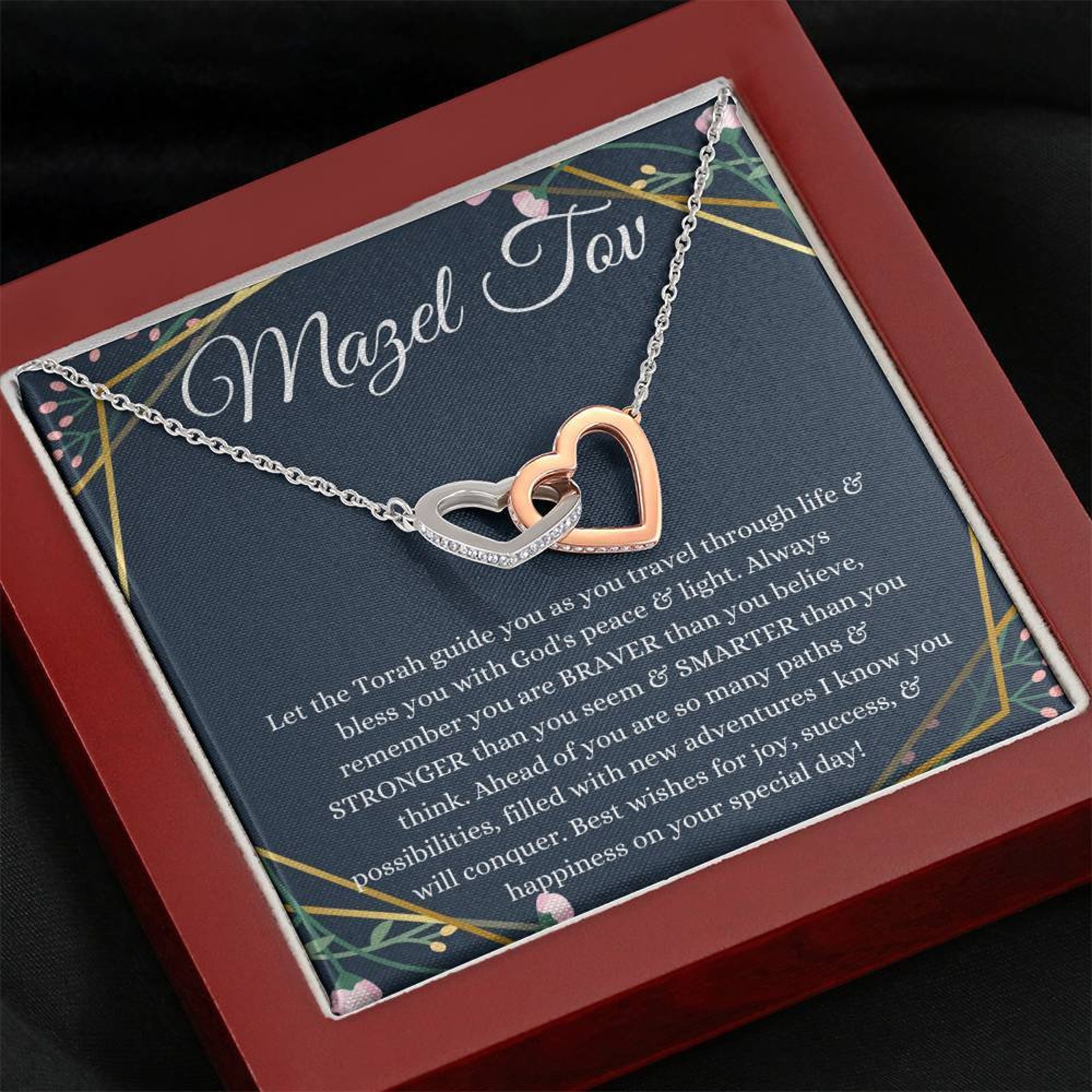 Coeurs imbriqués collier-cadeau Bat Mitzvah cadeau Mazel Tov | Etsy