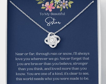 Love Knot Necklace to My Sister Gift 