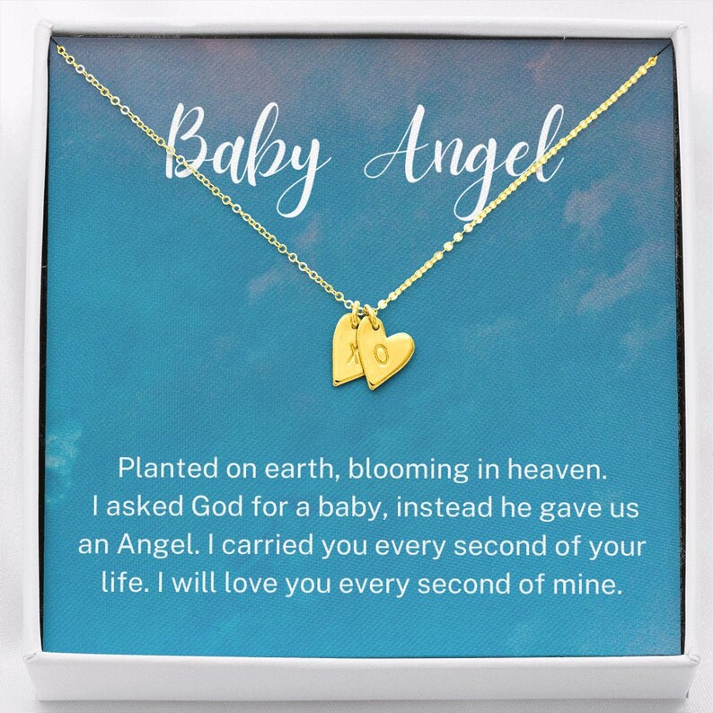 Initials Hearts Necklace Loss of Child Gift Loss of Baby Infant Loss Gift Keepsake, Baby Angel Miscarriage Gift Sympathy Gift