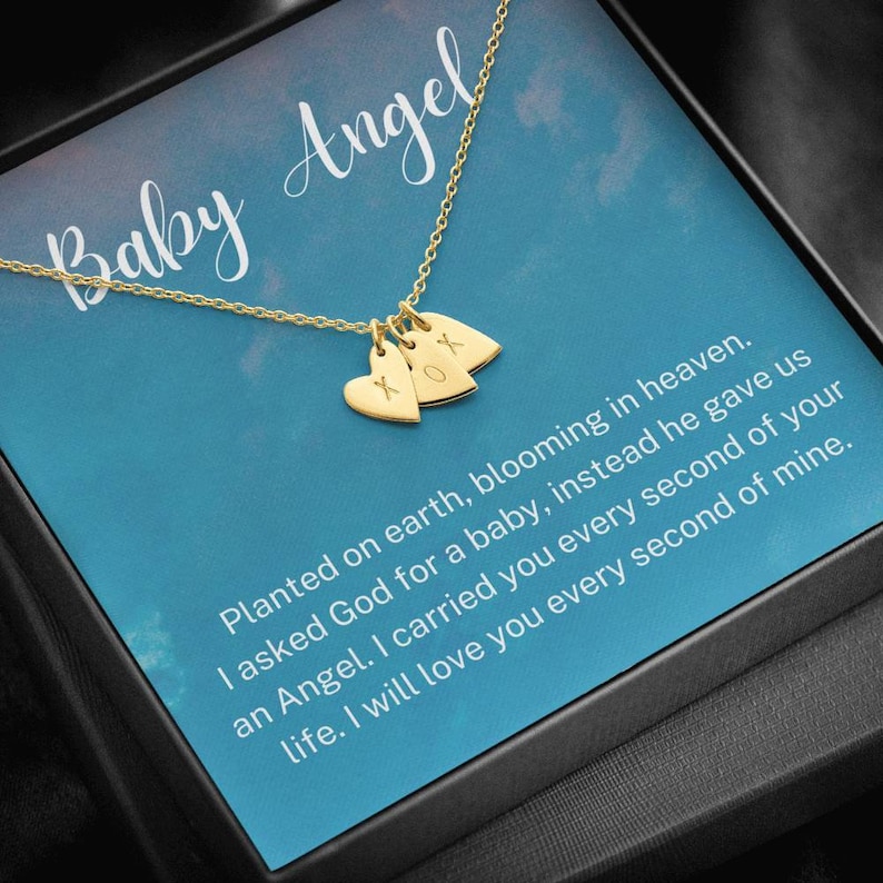Initials Hearts Necklace Loss of Child Gift Loss of Baby Infant Loss Gift Keepsake, Baby Angel Miscarriage Gift Sympathy Gift
