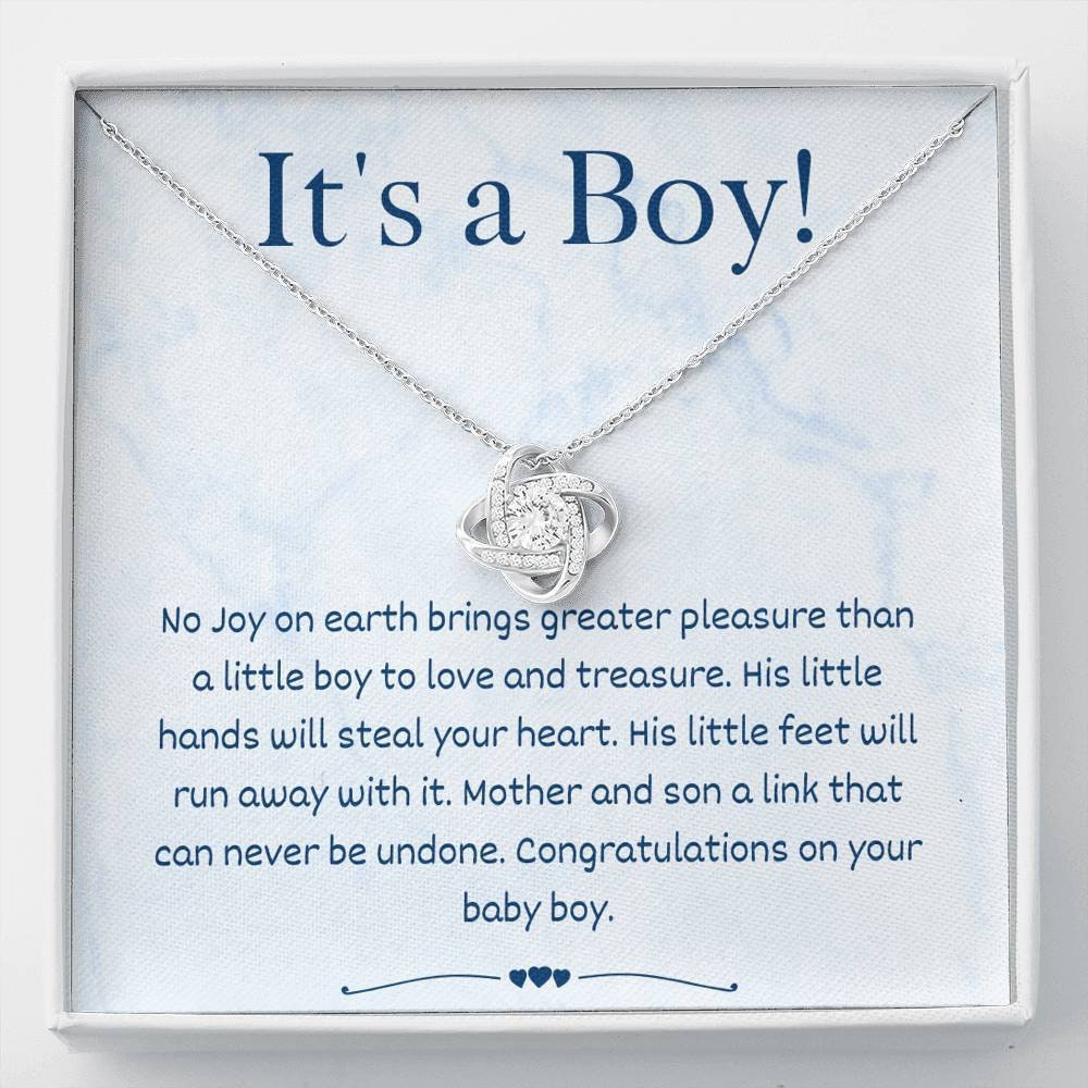 Love Knot Its A Baby Boy New Mom Necklace New Mom Gift Etsy