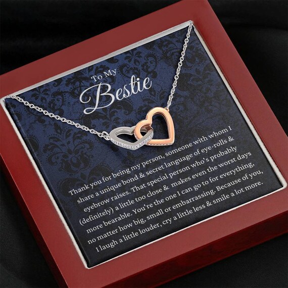 best friend gift necklace BFF necklace friendship interlocking hearts necklace friendship gift To my badass bestie necklace
