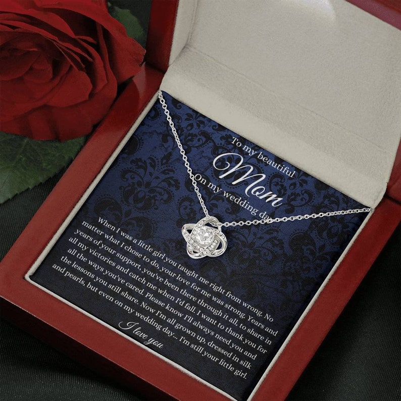 Mom Of Bride Mother Of The Bride Necklace From Bride To Mom On My Wedding Day Mother Of The Bride Gift From Daughter Love Knot Necklace