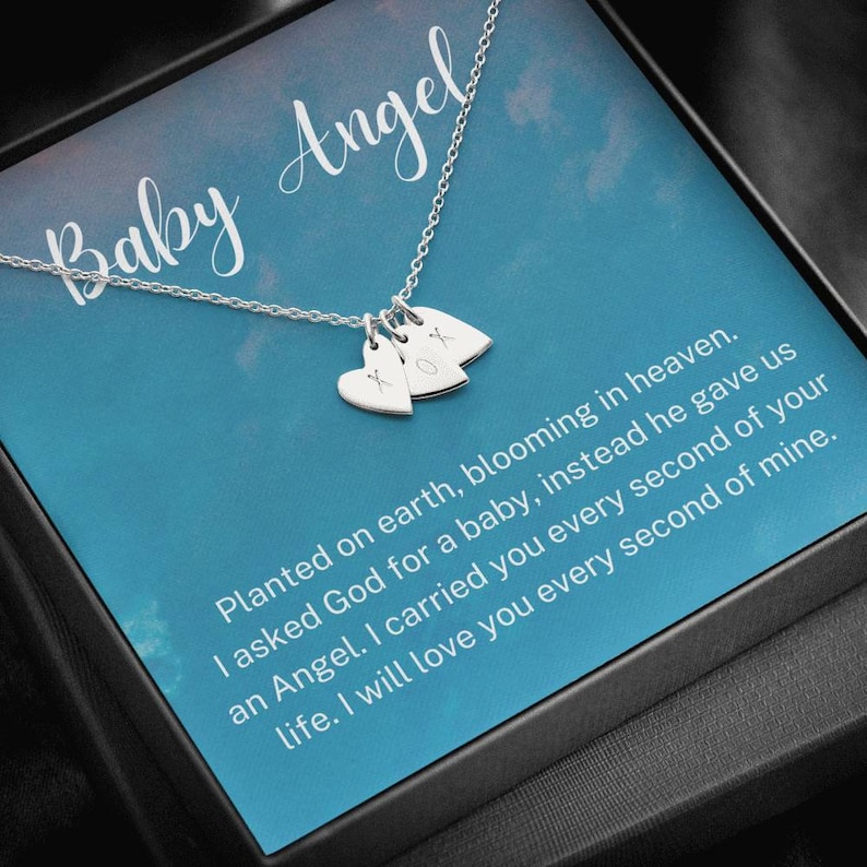 Initials Hearts Necklace Loss of Child Gift Loss of Baby Infant Loss Gift Keepsake, Baby Angel Miscarriage Gift Sympathy Gift