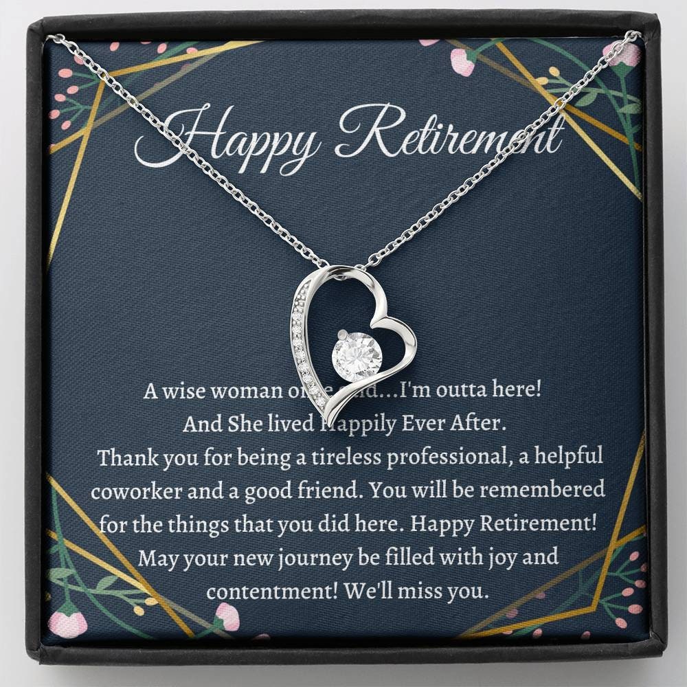 Heart Retirement Gifts Ideas For Women Necklace Retirement Etsy