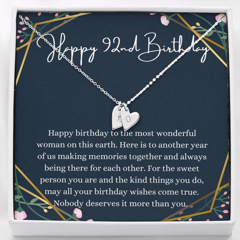 Initialen Herzen glücklich 92. Geburtstag Halskette mit Etsy