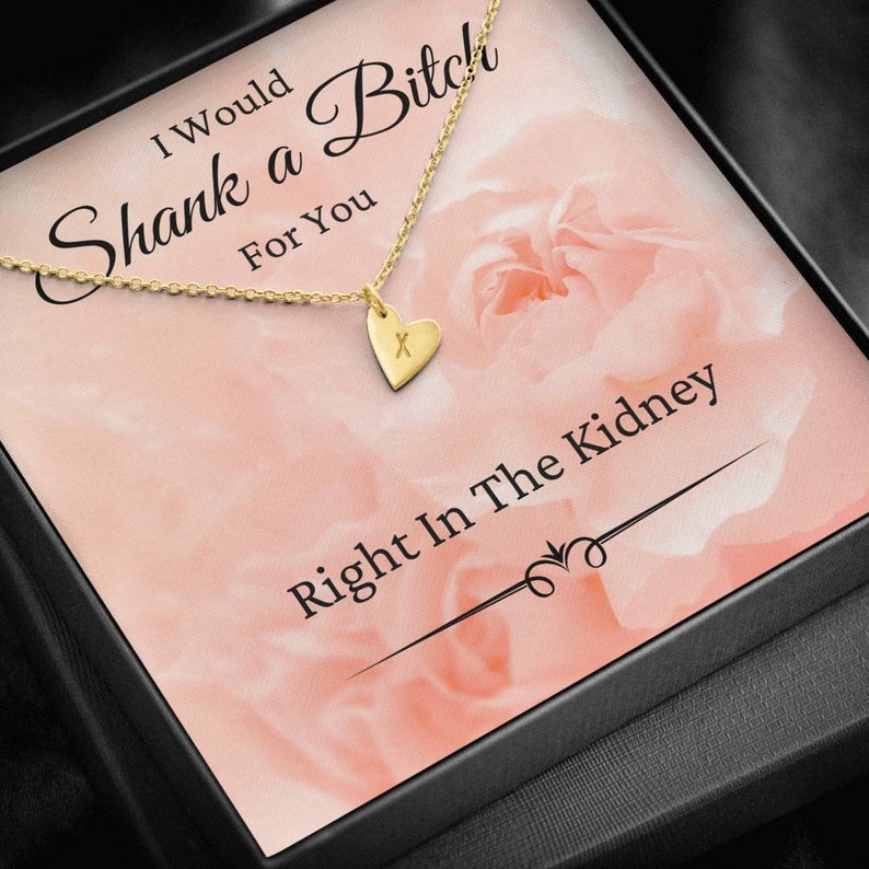 Best Friend Gift I Would Shank a Bitch for You BFF Gift Funny Birthday Gift Idea, Funny Gift for Friend Initials Hearts Necklace