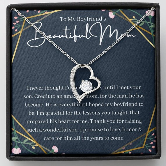 Heart Necklace for Boyfriend's Mom Gift 