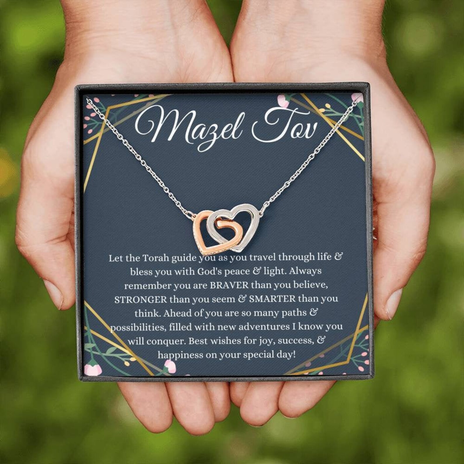 Coeurs imbriqués collier-cadeau Bat Mitzvah cadeau Mazel Tov | Etsy