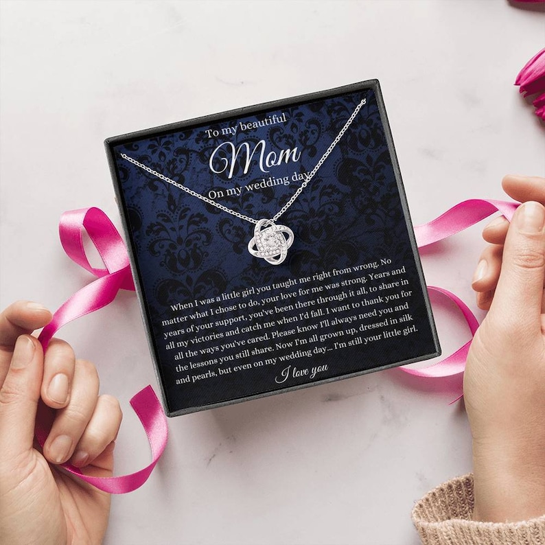 Mom Of Bride Mother Of The Bride Necklace From Bride To Mom On My Wedding Day Mother Of The Bride Gift From Daughter Love Knot Necklace