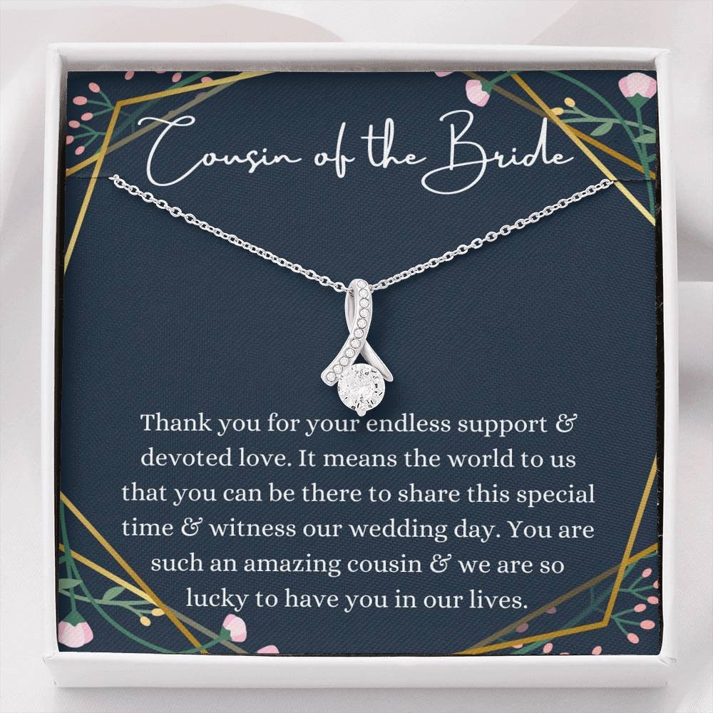 Bridal Party Thank You Gift Petit Ribbon Cousin Of The Groom Necklace Gift Cousin Wedding Gift Wedding Gift From Bride And Groom